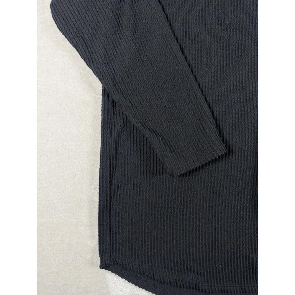 Fashion Nova Ribbed 2 Piece Lounge Set Black Henley Top Boxer Shorts Medium‎